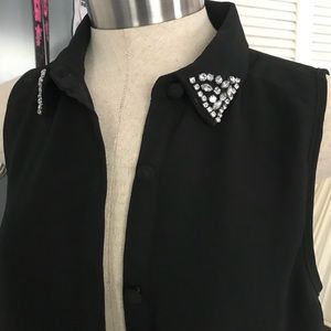 Black embroidered collar one piece